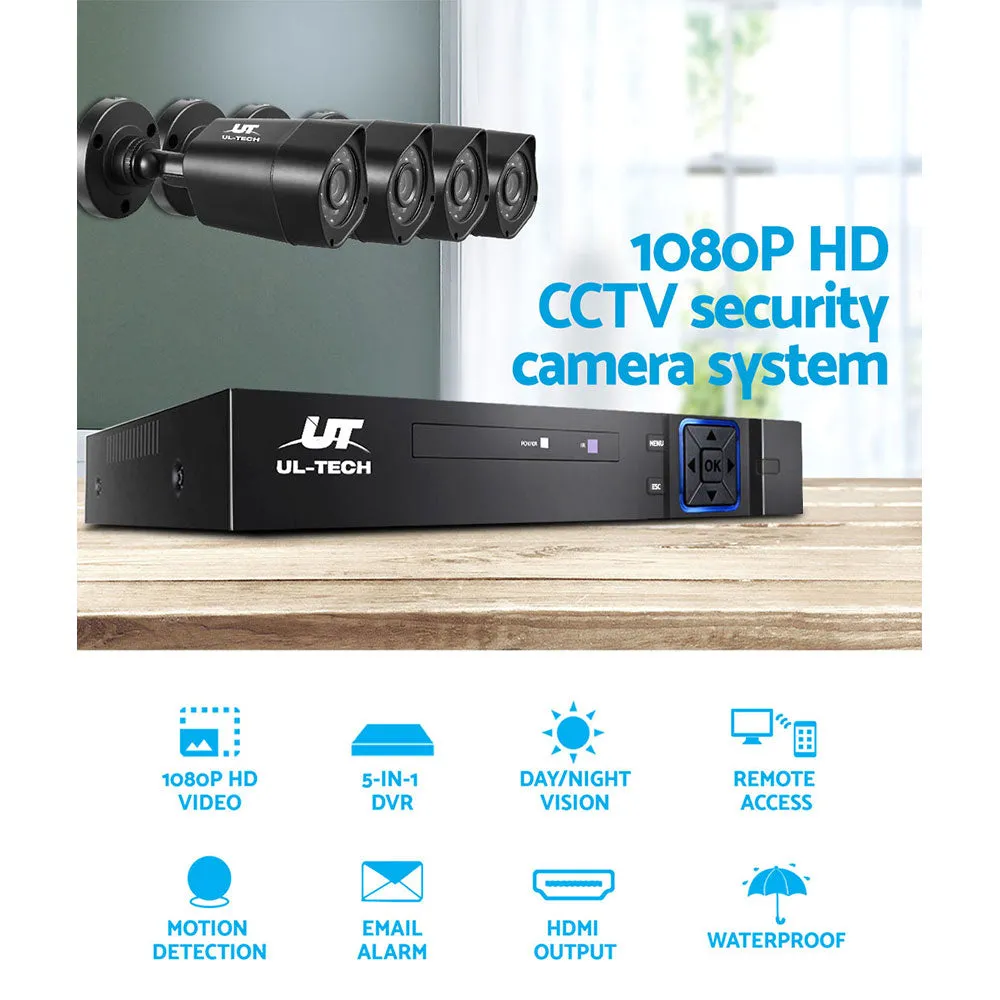 1080P HD 8CH DVR CCTV Security System, 4 Cameras, UL-Tech