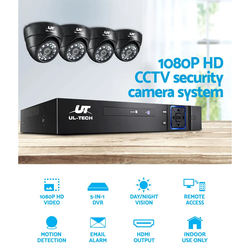 1080p HD Night Vision 4CH CCTV System, 4 Cameras, UL-Tech