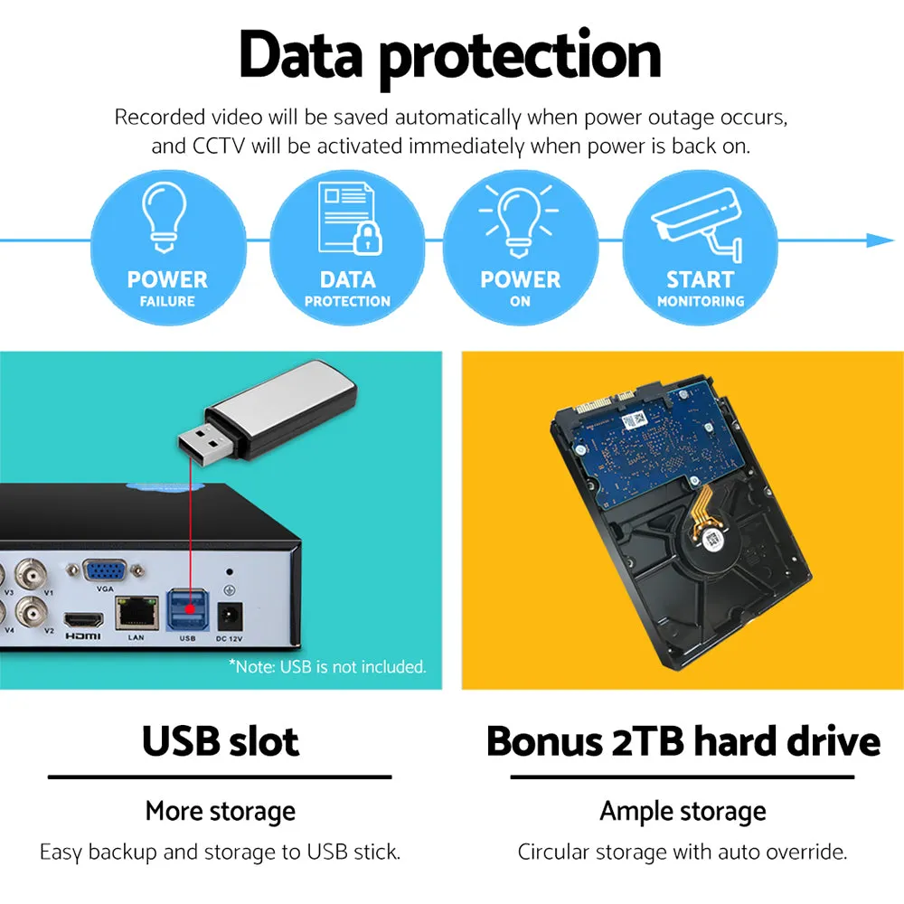 1080P Motion Detect CCTV System 4 Cameras 2TB UL-Tech