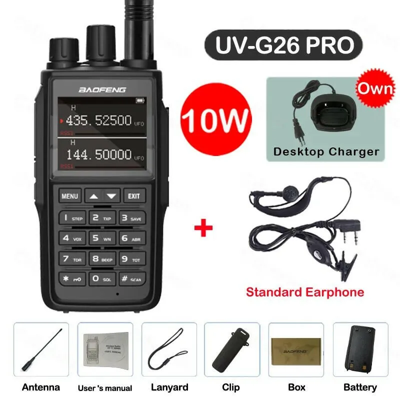 2023 Baofeng UV G26 PRO Waterproof Walkie Talkie 10W Two Way Radio UHF VHF Ham CB Radio Upgraded UV17 UV-16 UV9R PRO Long Range