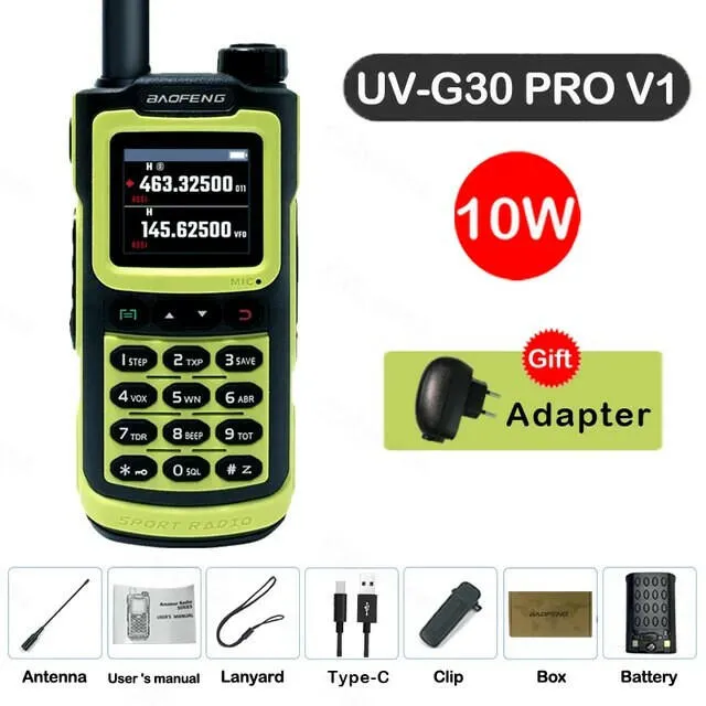 2023 Baofeng UV-G30 Pro V1 10W Walkie Talkie Four Bands Long Range Portable Ham Radios Copy Frequency Waterproof 2-Way Radio Ham