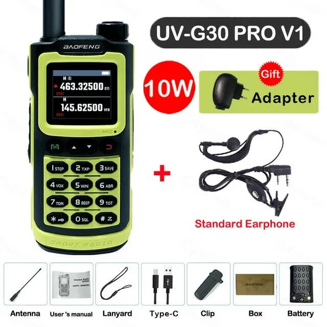 2023 Baofeng UV-G30 Pro V1 10W Walkie Talkie Four Bands Long Range Portable Ham Radios Copy Frequency Waterproof 2-Way Radio Ham