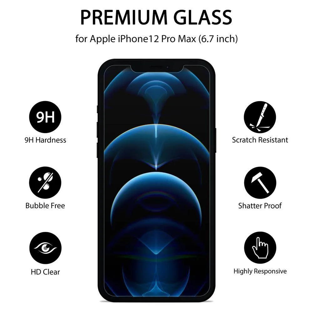 2x Screen Protector for iPhone 12 Pro Max 6.7 Inch Tempered Glass Film