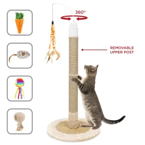 40in Electronic Rotating Cat Scratching Post Toy w/ Adjustable Height