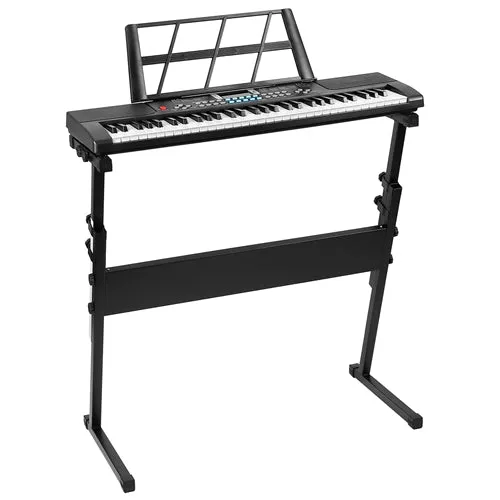 61 Keys Digital Music Electronic Keyboard Electric Musical Piano Instrument Kids Learning Keyboard w/ Stand Microphone For Beginners - Black