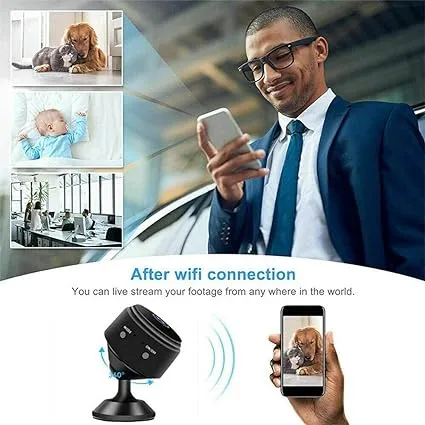 A9 Mini Wi-Fi Security Camera  Full  HD 1080 Pixels with Stand (Wireless)