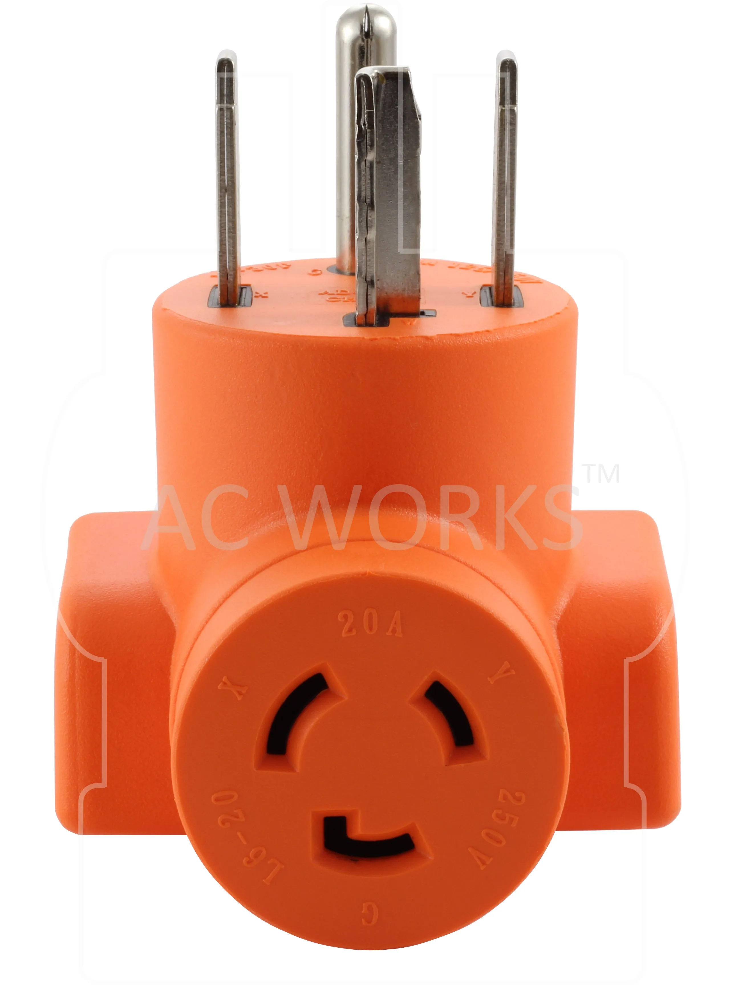 AC WORKS® [AD1430L620] Adapter NEMA 14-30P Dryer Plug to NEMA L6-20R Power Tools/Welder Connector