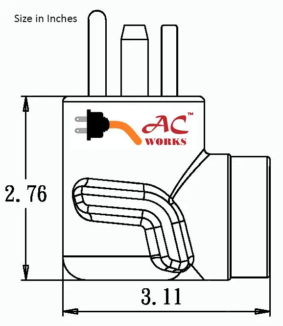 AC WORKS® [AD1430L620] Adapter NEMA 14-30P Dryer Plug to NEMA L6-20R Power Tools/Welder Connector