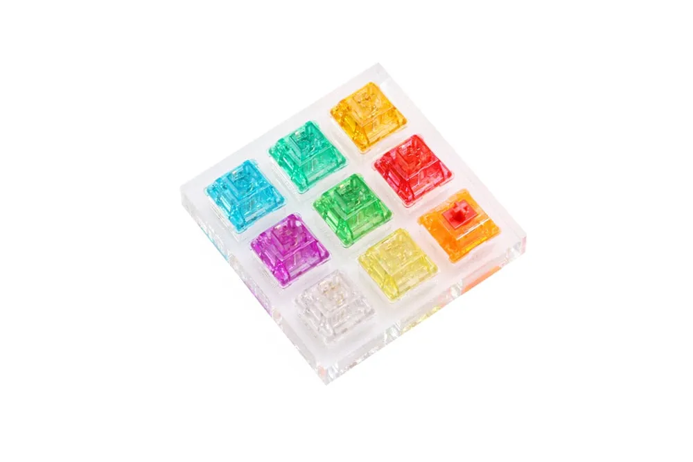 Acrylic Switch Tester 3X3 Candy SWITCH for Mechanical Keyboard Rainbow Blinding Lights Raindrop Red Orange Yellow Green Cyan