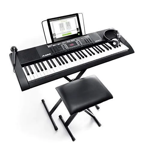 Alesis Melody 61 MKII - 61 Key Music Keyboard / Digital Piano with Built-In Speakers, Headphones, Microphone, Piano Stand, Music Rest and Stool