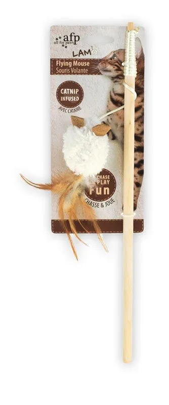 All For Paws Lambswool Flying Mouse Wand Cat Toy