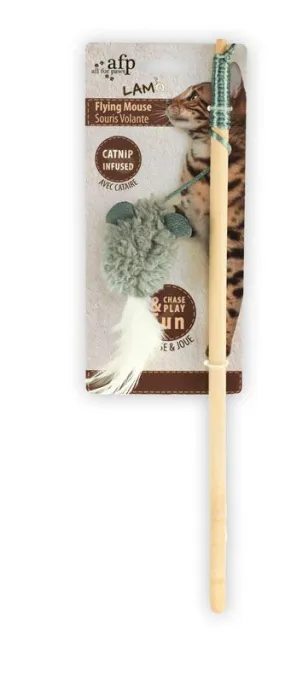 All For Paws Lambswool Flying Mouse Wand Cat Toy