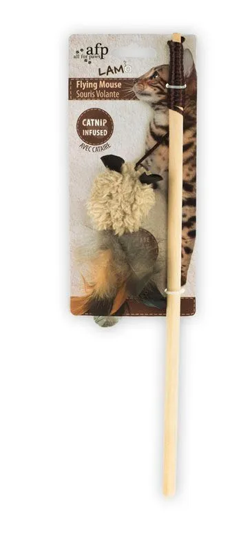 All For Paws Lambswool Flying Mouse Wand Cat Toy