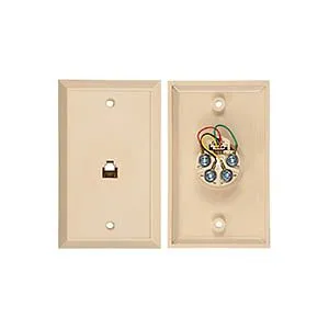 Allen Tel AT216-6 Flush Mount Phone Wall Jack, 6-Conductor, Ivory