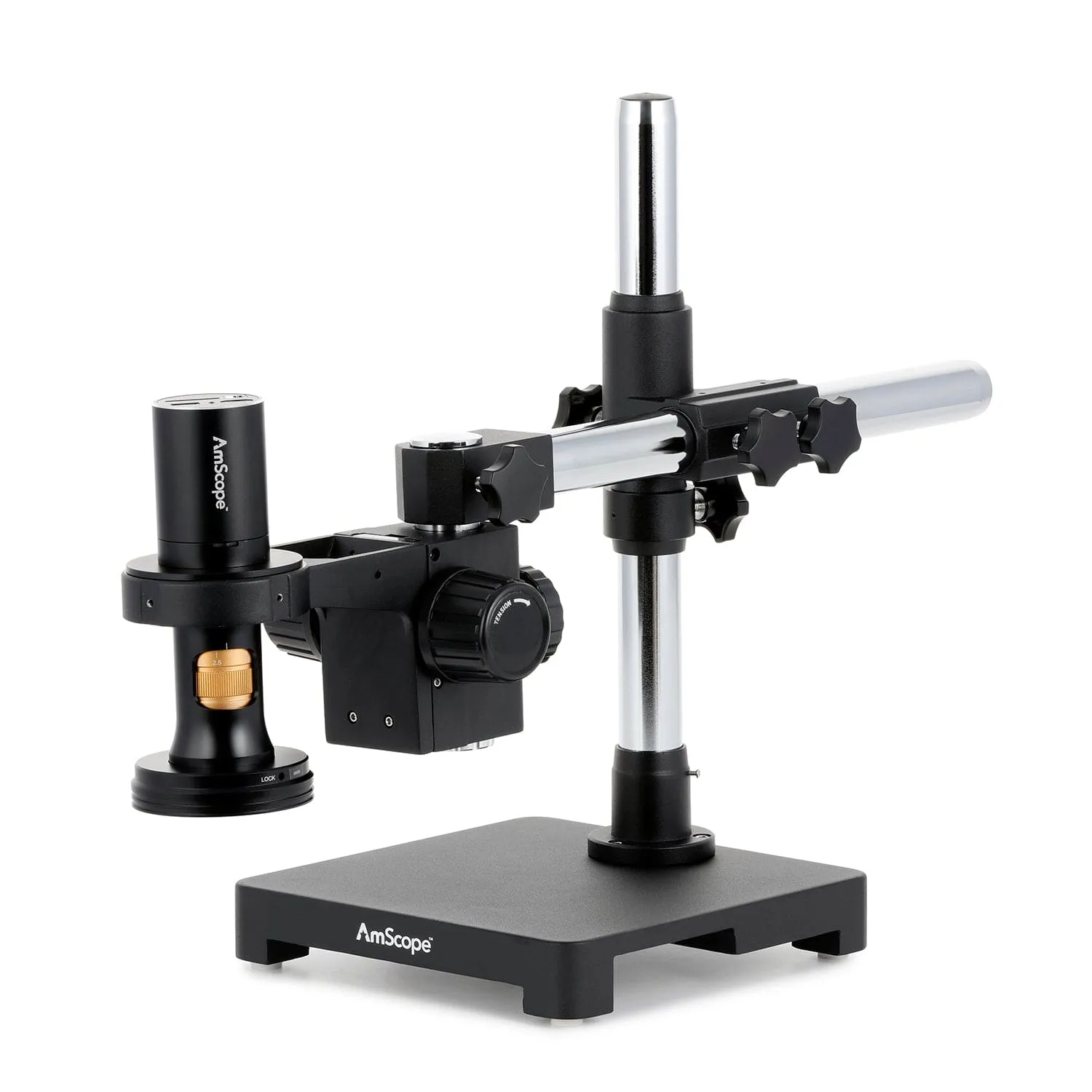 AmScope DM756 Series 1080p HDMI All-in-One Digital Microscope with Zoom Optics on Single-Arm Boom-Stand