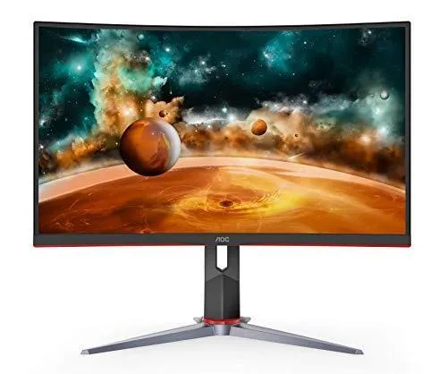 AOC CQ27G2 27" Super Curved Frameless Gaming Monitor QHD 2K, 1500R Curved VA, 1ms, 144Hz, FreeSync, Height adjustable, 3-Year Zero Dead Pixel Guarantee