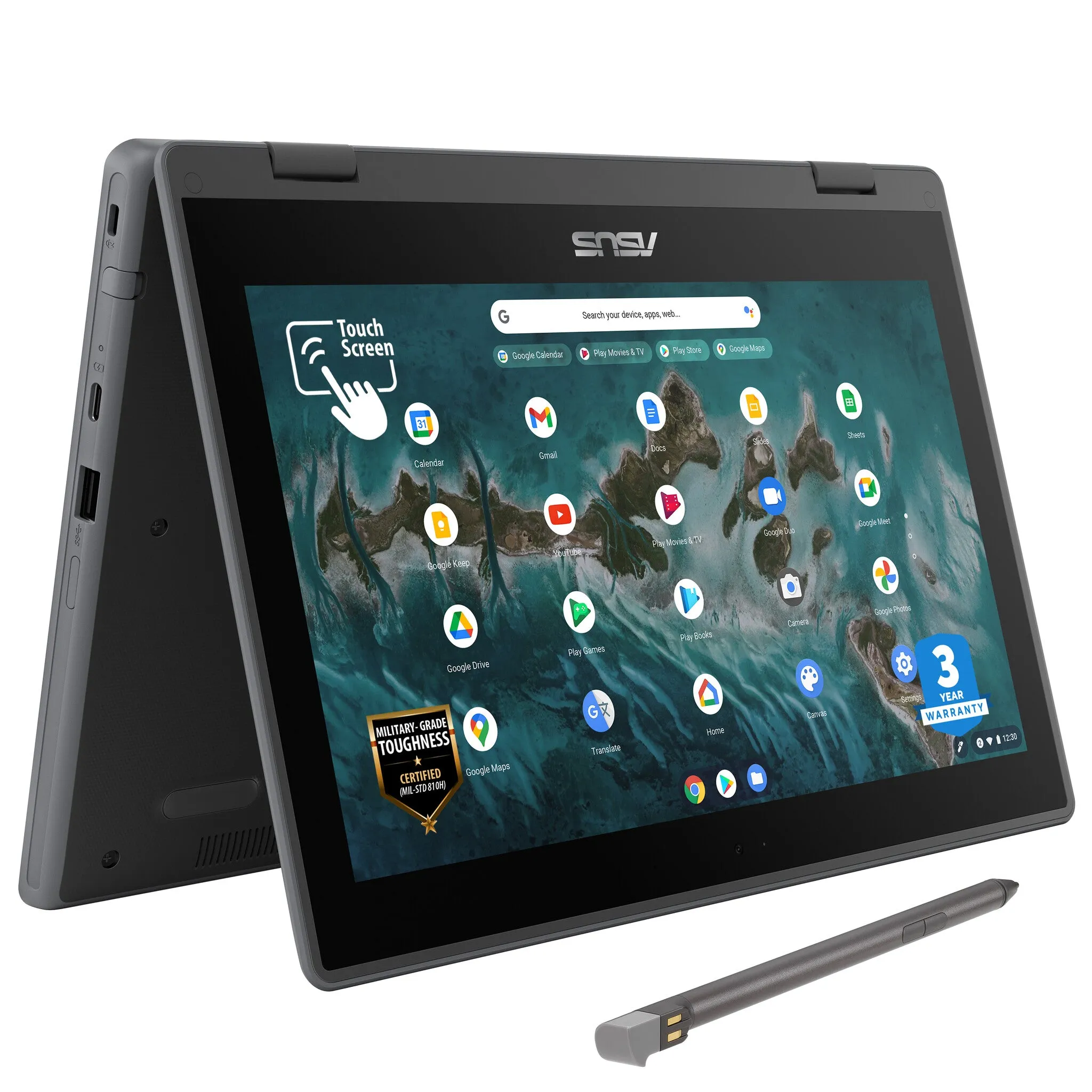 ASUS Chromebook Flip CR1 CR1100FKA-BP0166-3Y 29.5 cm (11.6") Touchscreen HD Intel® Celeron® N N4500 4 GB LPDDR4x-SDRAM 64 GB eMMC Wi-Fi 6 (802.11ax) ChromeOS Grey