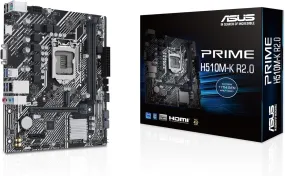 Asus Prime H510M-K R2.0 M-ATX Motherboard, Intel H470, 1200, Micro ATX, DDR4, VGA, HDMI, M.2