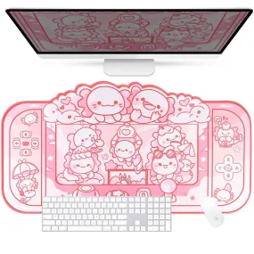 Axolotl Desk Mat | Kawaii Cute Anime Pink Mouse Pad