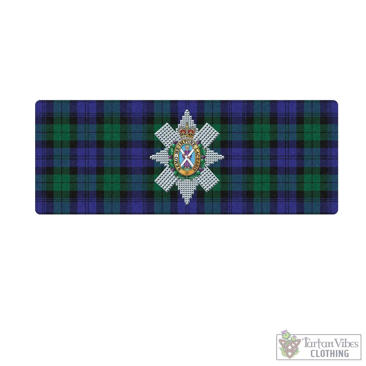 Black Watch Modern Tartan Mouse Pad with Family Crest