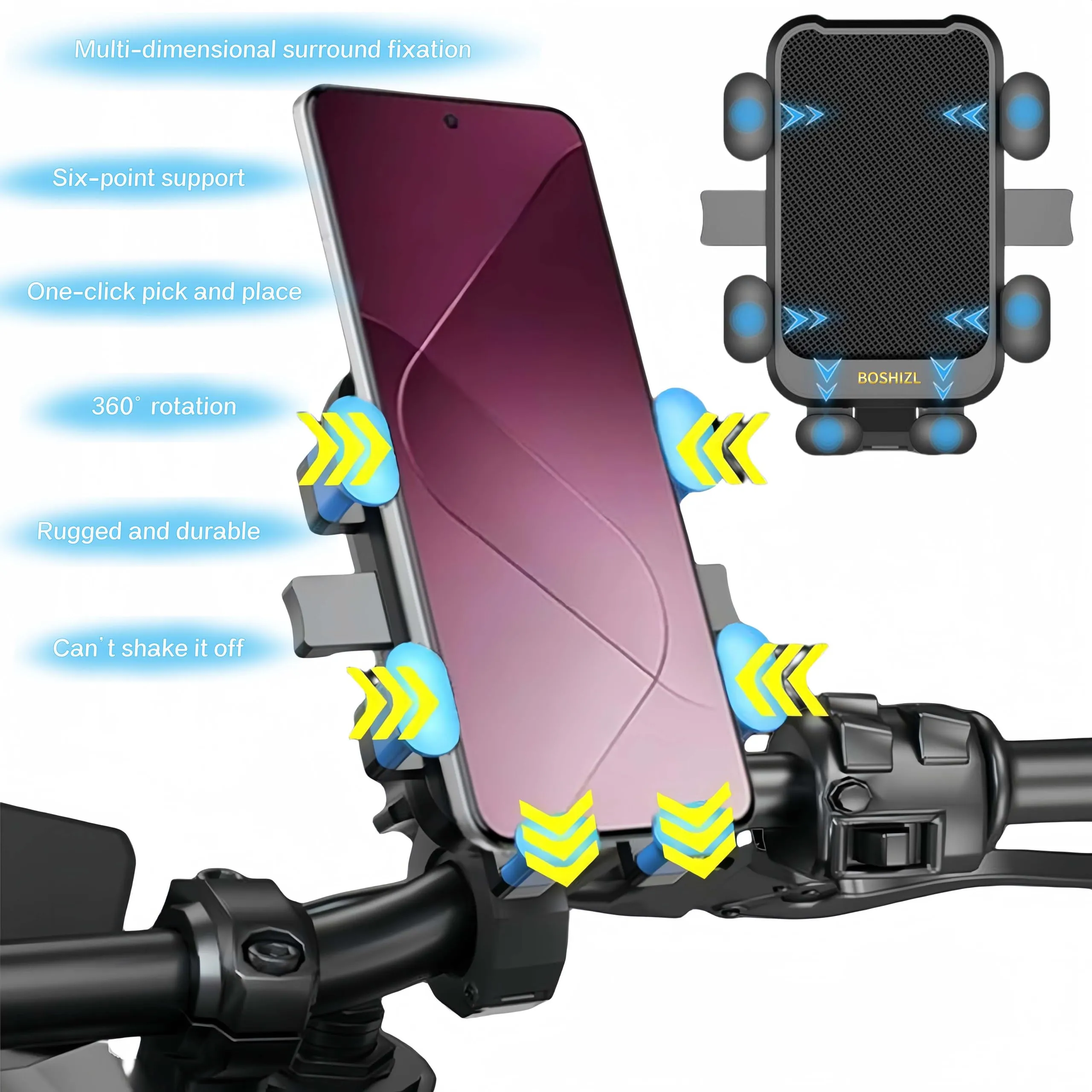 BOSHIZL Six Claws Motorcycle Bike Bicycle Harley Electrical Scooter Cell Phone Handlebar Holders for Mounting Compatible 4.5" to 7.0" (Pink)