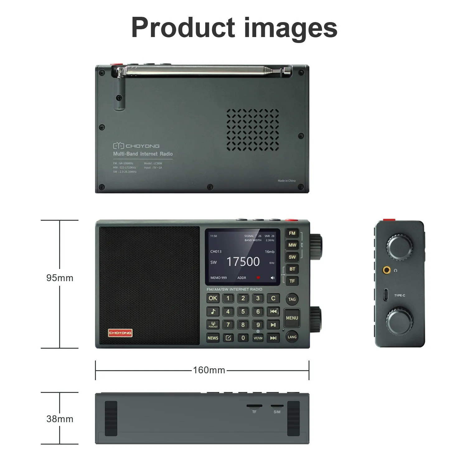 Choyong LC90 Mini Internet Radio | Wi-Fi/4G | FM/LW/MW/SW | Bluetooth 5.2 | 2500mAh