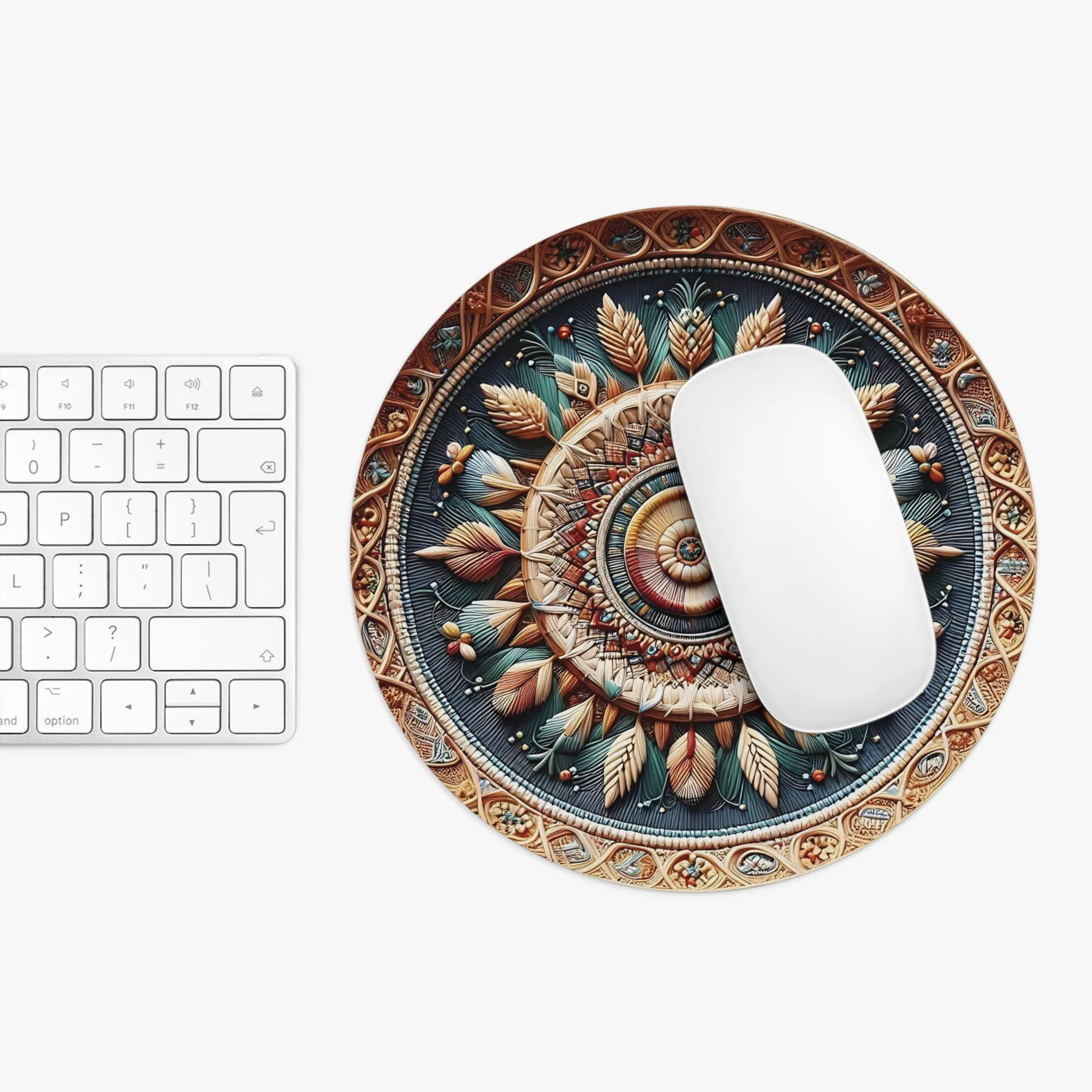 Colourful bohemian minimal design with wicker look with shadow and glare effect Mouse Pad