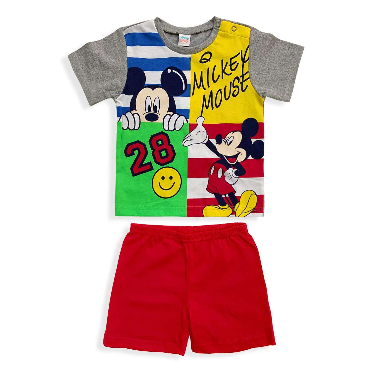 Completino Disney Mickey Mouse in cotone mezze maniche neonato bambino 5494