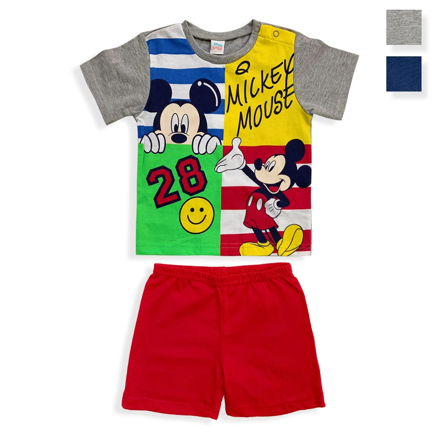 Completino Disney Mickey Mouse in cotone mezze maniche neonato bambino 5494