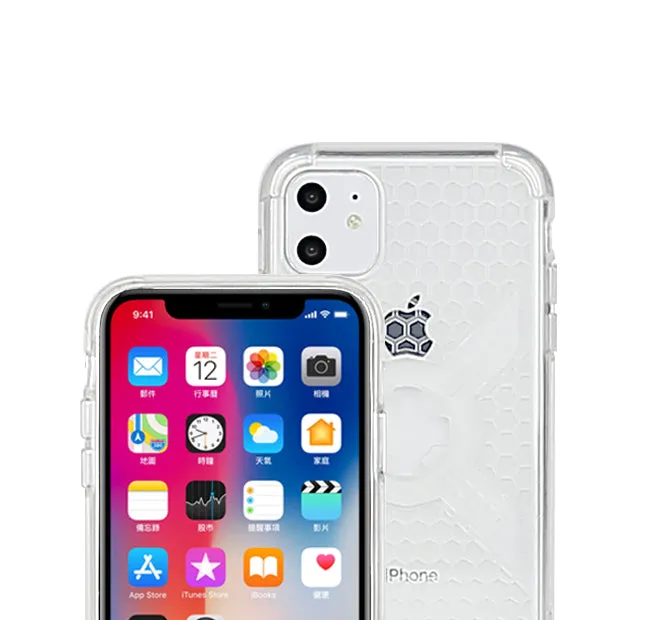 Cube-Intuitive iPhone 11/XR X-Guard, Clear Grey Bones Infinity mount Cover. (MA15-0018)