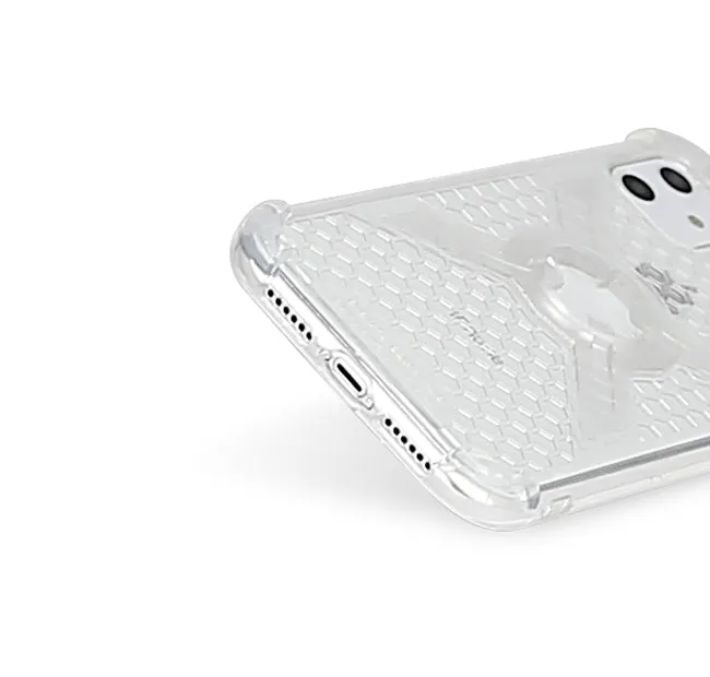 Cube-Intuitive iPhone 11/XR X-Guard, Clear Grey Bones Infinity mount Cover. (MA15-0018)