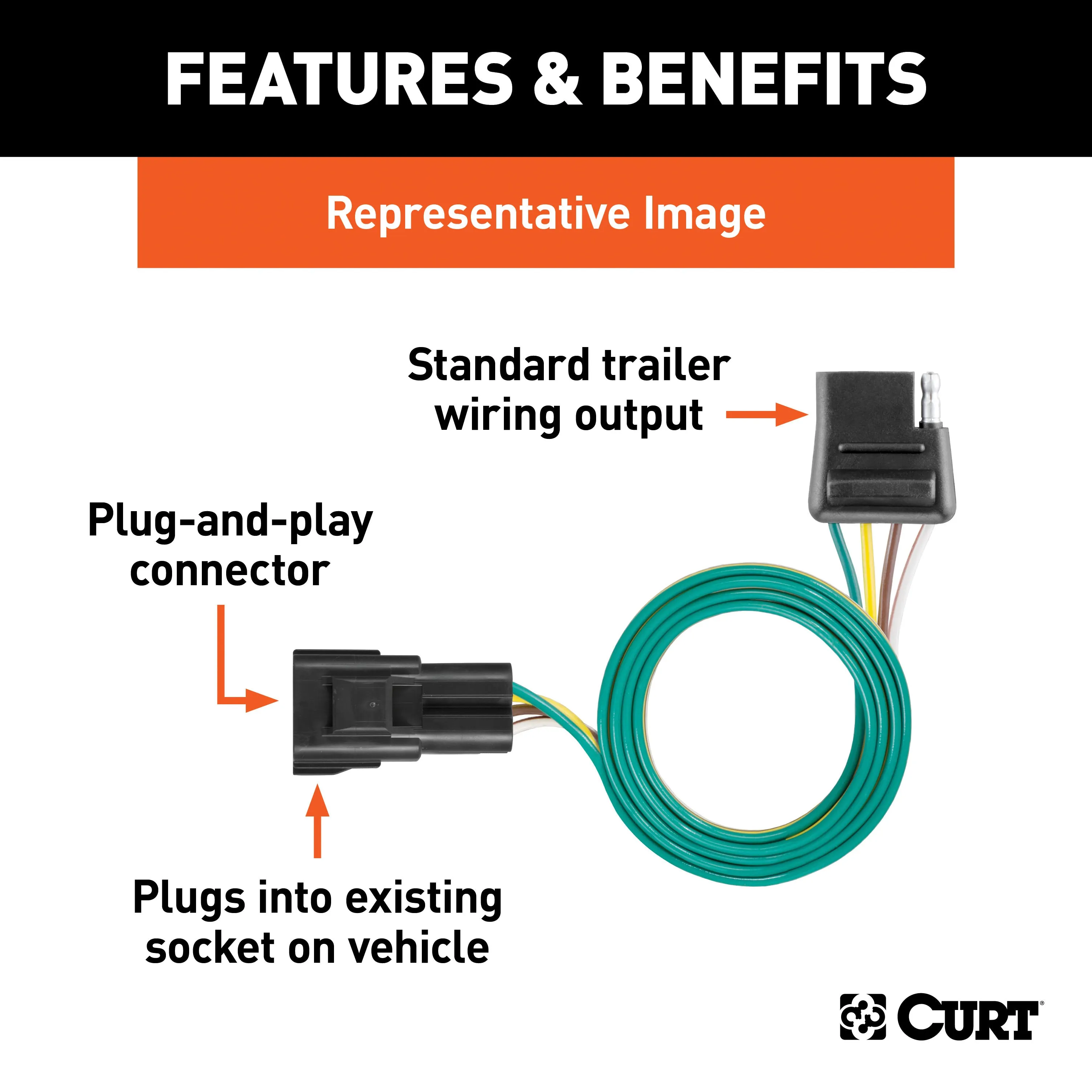 CURT 55247 Custom 4-Flat; Select Ford F-250; F-350 Super Duty; OEM Tow Package Required