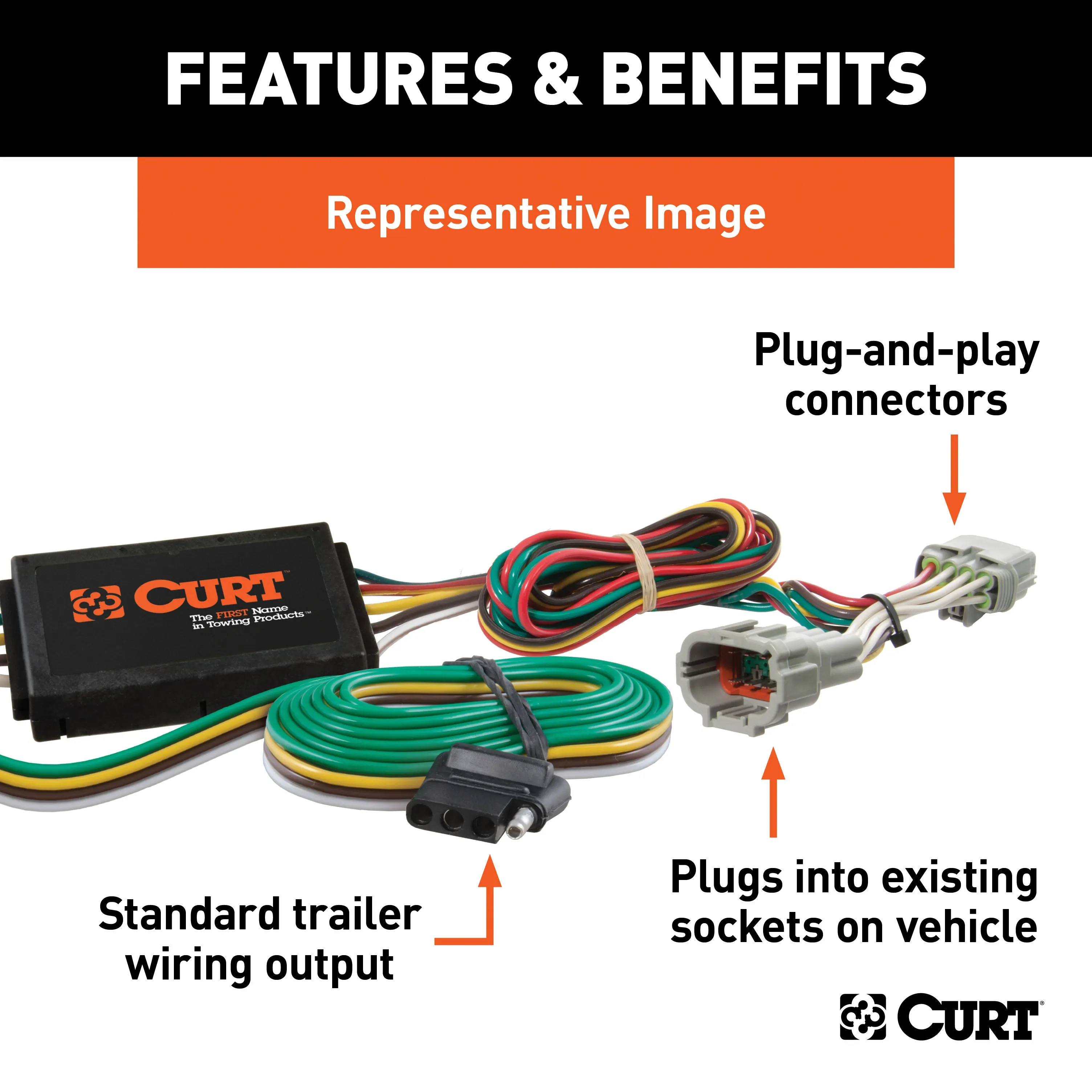 CURT 56108 Custom 4-Flat; Select Acura ZDX; OEM Tow Package Required