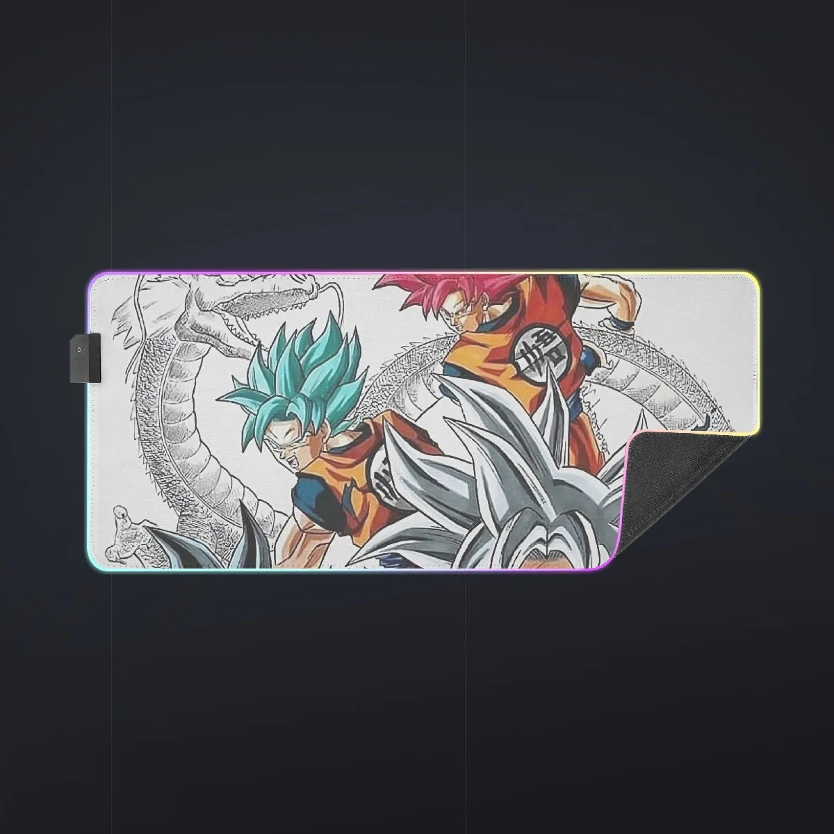 DBS Goku SSJ Transformations White God Blue Red Kaioken Ultra Instinct cool LED Mouse Pad