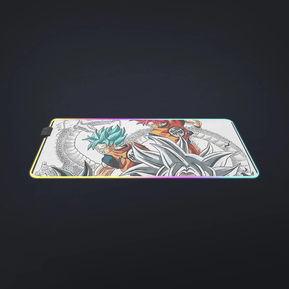 DBS Goku SSJ Transformations White God Blue Red Kaioken Ultra Instinct cool LED Mouse Pad