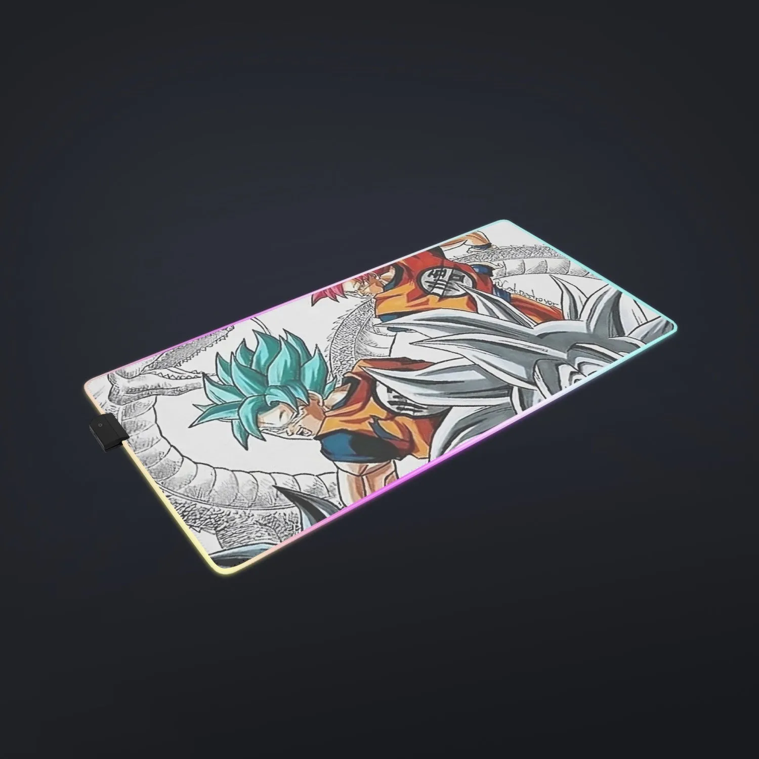 DBS Goku SSJ Transformations White God Blue Red Kaioken Ultra Instinct cool LED Mouse Pad