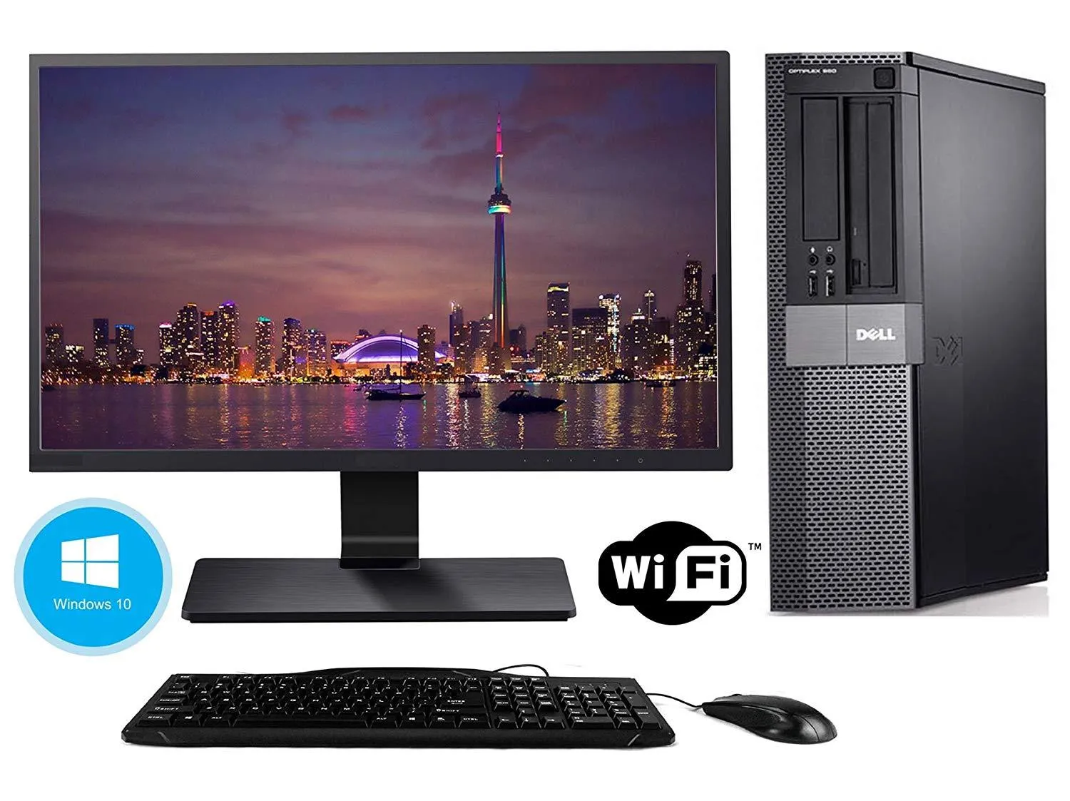 Dell OptiPlex 7010 Core i5 3470S 8GB 500GB DVD Win10 Pro 22" Dell Monitor Keyboard Mouse WiFi-Refurbished