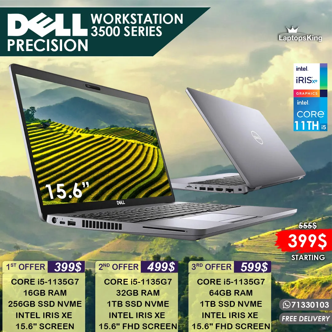 DELL PRECISION 3500 SERIES i5 GEN 11TH INTEL IRIS XE 15.6" LAPTOPS (OPEN BOX)