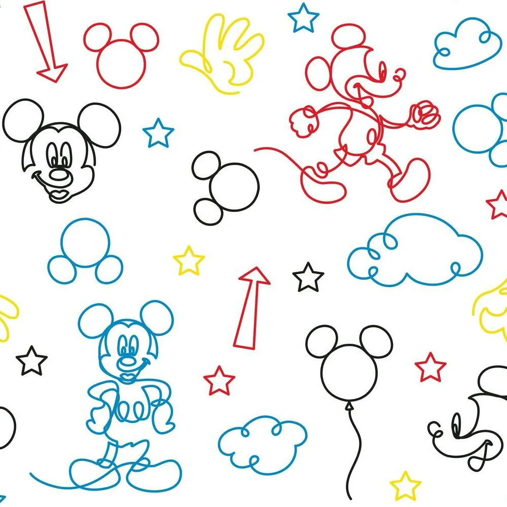 Disney Mickey Mouse Line Art Peel and Stick Wallpaper