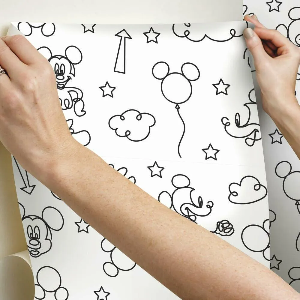 Disney Mickey Mouse Line Art Peel and Stick Wallpaper