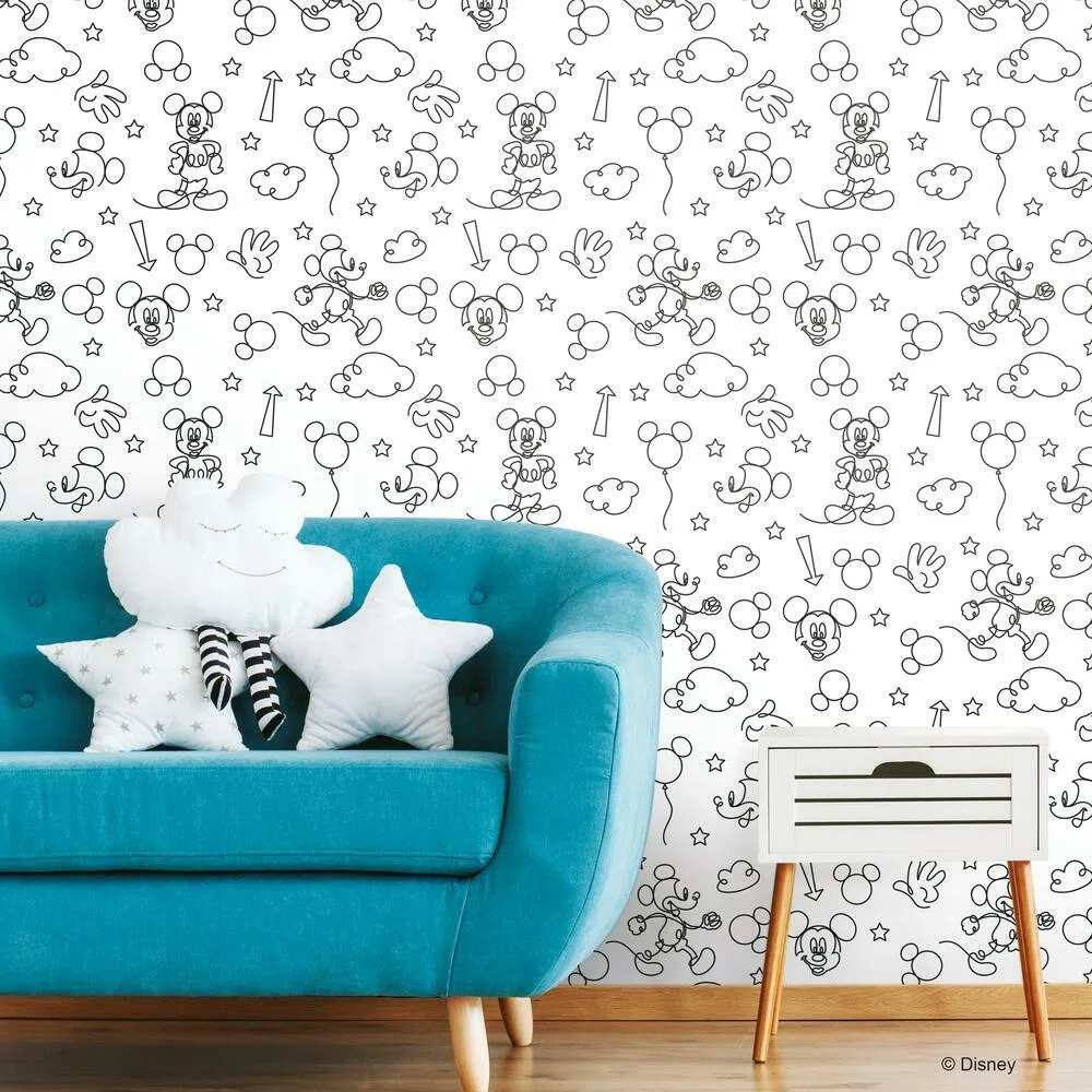 Disney Mickey Mouse Line Art Peel and Stick Wallpaper