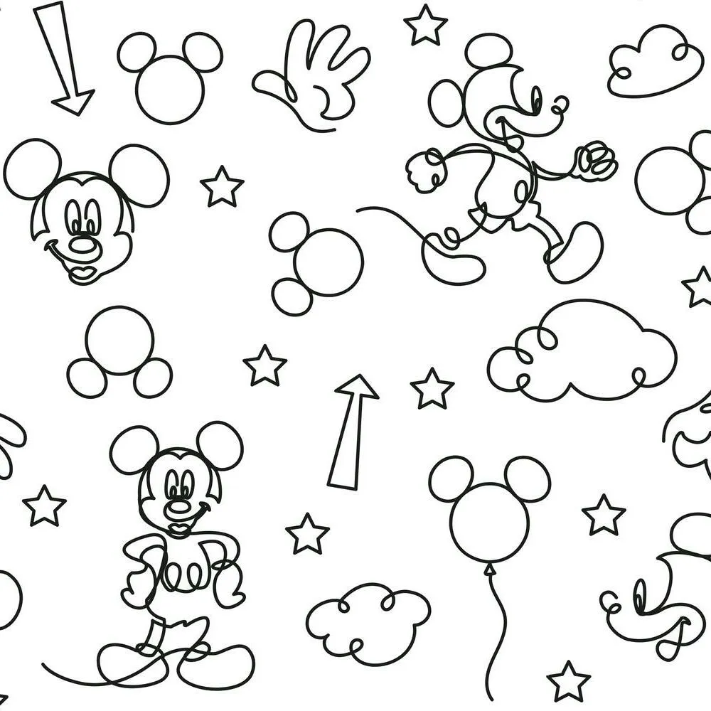 Disney Mickey Mouse Line Art Peel and Stick Wallpaper