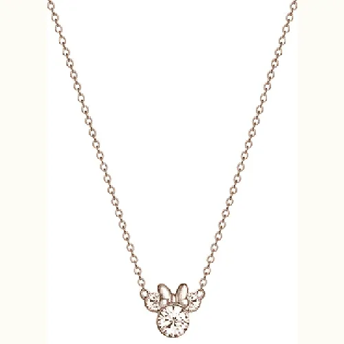 Disney Minnie Mouse Silver and Rose Gold Stone Set Necklace