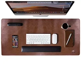 Extended Faux Leather Desk Mat Mouse Pad - Non-Slip Design | 78 cm x 45 cm | Tan