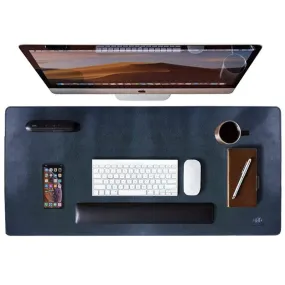 Extended Mouse Pad with Premium Faux Leather & Non-Slip Base | Rectangular | 78 x 45 cm | Blue