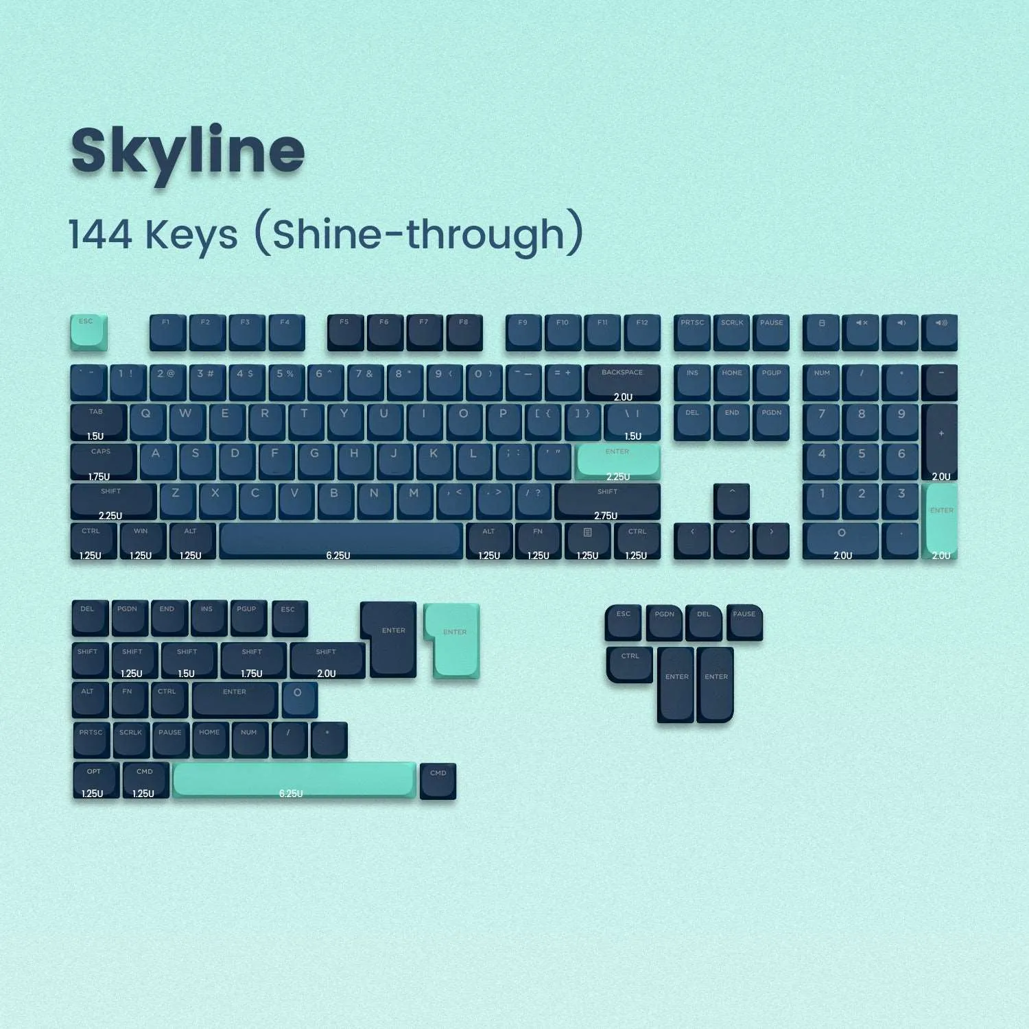 [Extra Stock] XVX Skyline Low Profile Double-Shot Keycap Set