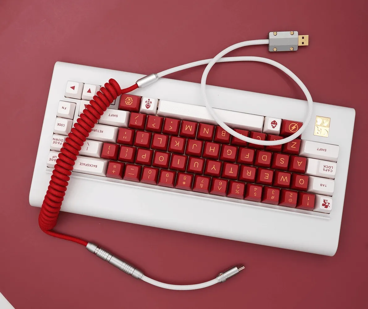 GeekCable Red White Handmade Customized Mechanical Keyboard Cable