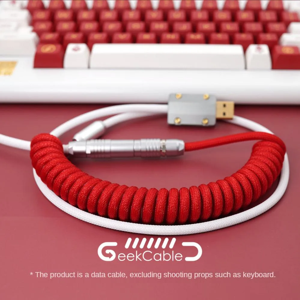 GeekCable Red White Handmade Customized Mechanical Keyboard Cable