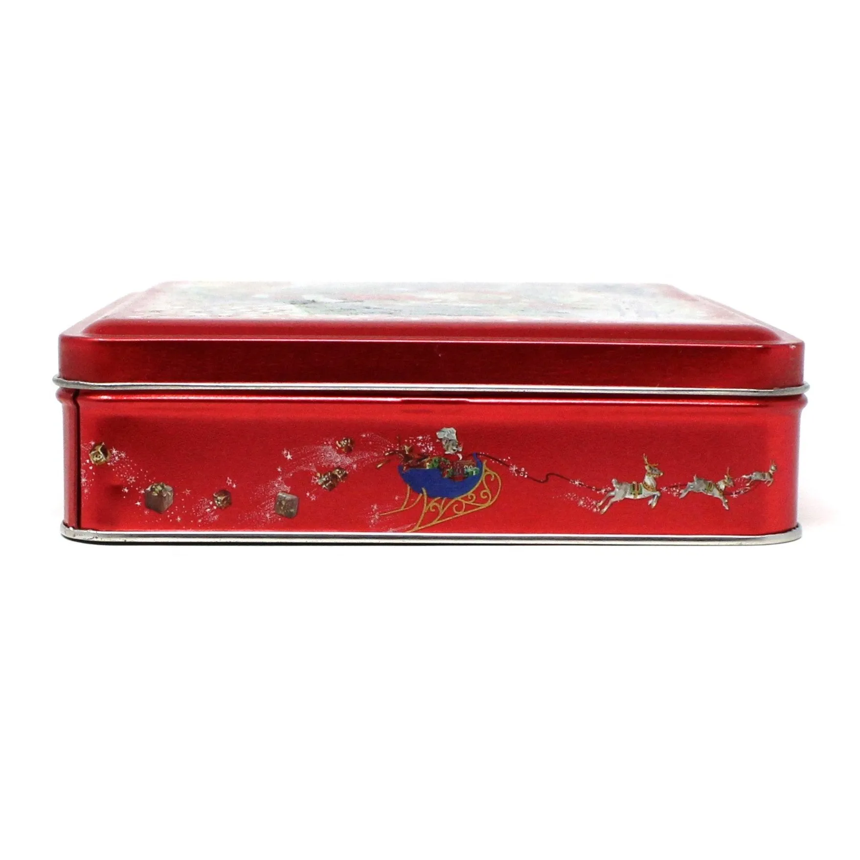 Gift Tin / Cookie Tin, Swiss Colony Christmas Chris Mouse Red Collectible Tin