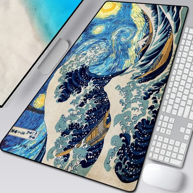 Great Wave Off Art Large Size Mouse Pad Anime Cute Natural Rubber PC Computer Gaming Mousepad Desk Mat Locking Edge for CSGO LOL